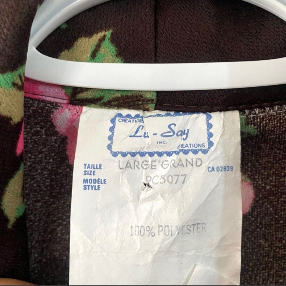 Vintage 70s Rose Poly Robe - Picture 3 of 4